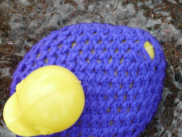 Crocheted Plastic Ducklings For River Knit Graffit