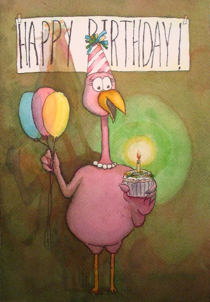 Flamingo Line:  Happy Birthday Candle Light