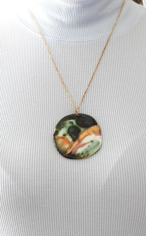 Jewellery Summer In Italy Necklace Snow Porcelain Lustre gold, platinum by Gomolka Art Studio line
