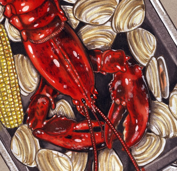 lobster on clam bed