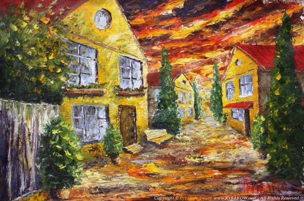 LANDSCAPE PAINTING  Small street 224