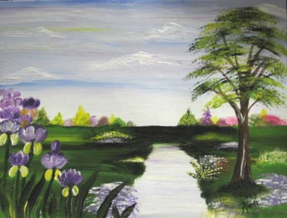 HD-Landscape Tulip Garden with a Pond
