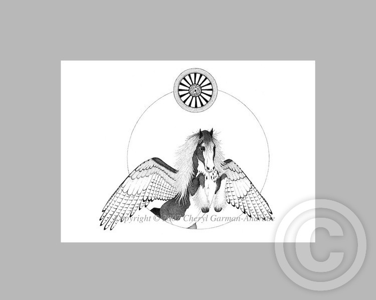 Romani Pegasus Pen and Ink Stippling