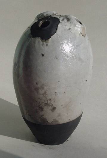 White Raku 3 Hole