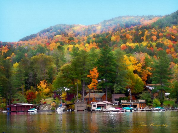Fall at the Camp Watercolor - Northern Lake George