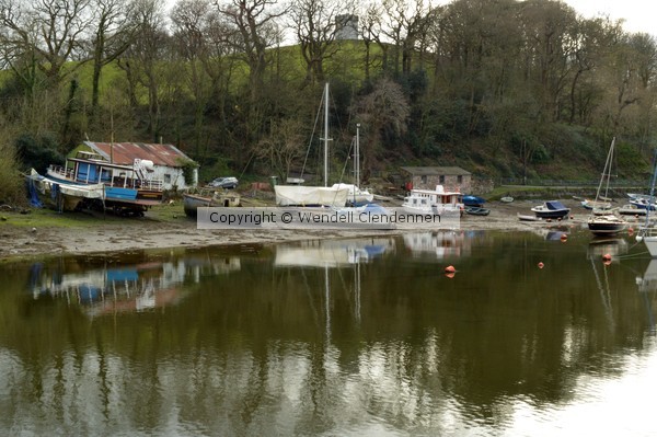 Boats at low tide in Wales