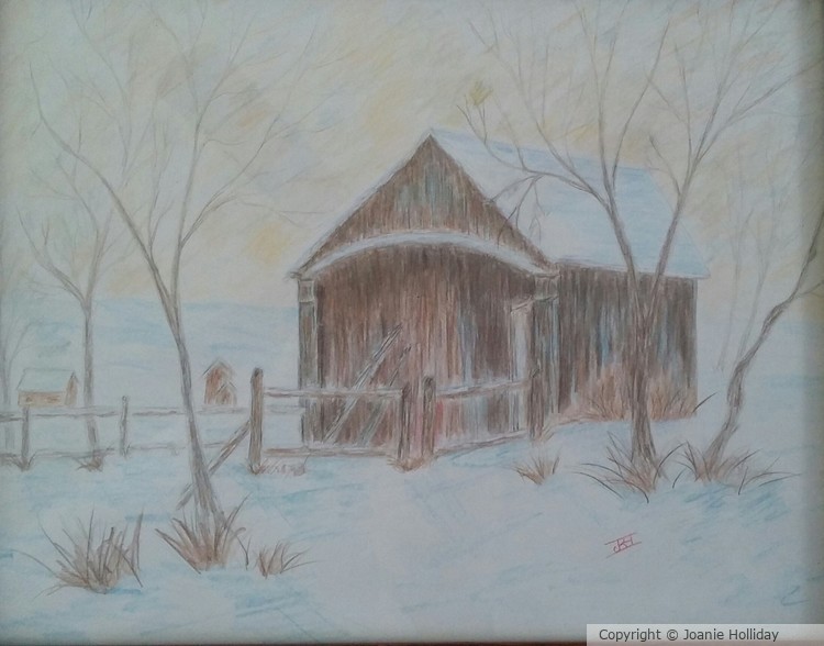 COVERED BRIDGE, COLORED PENCIL