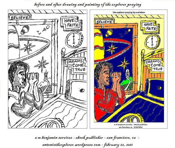 before n after painting of the boy praying