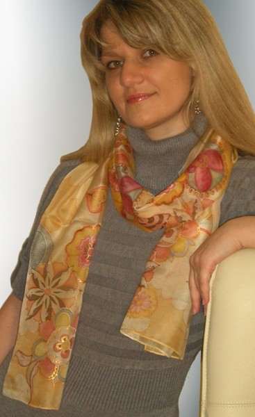 Silk scarf-wrap-Flowers dance.For women.Gifts idea