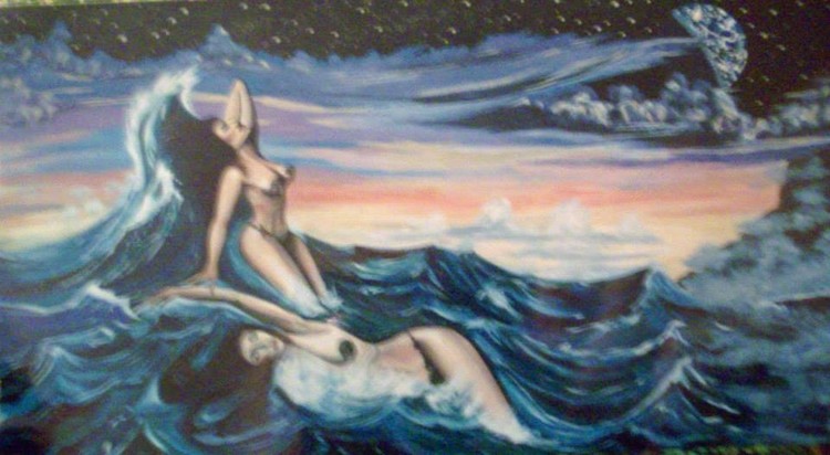 Greek Water Sea Nymphs 8 x 4 Oil