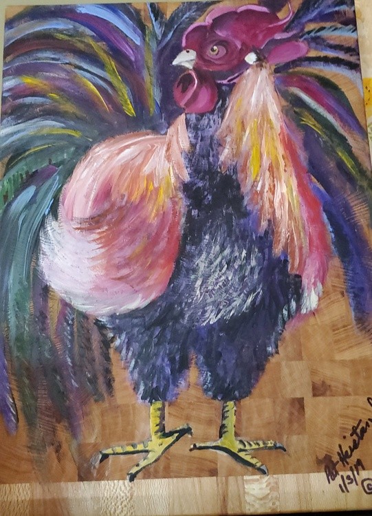 Chicken on cropping block
