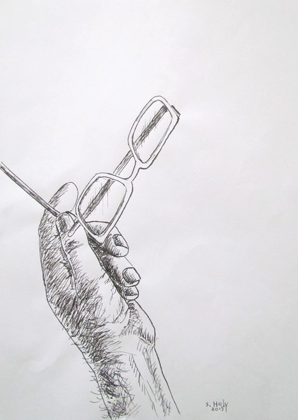 HAND AND GLASSES 2 - INK