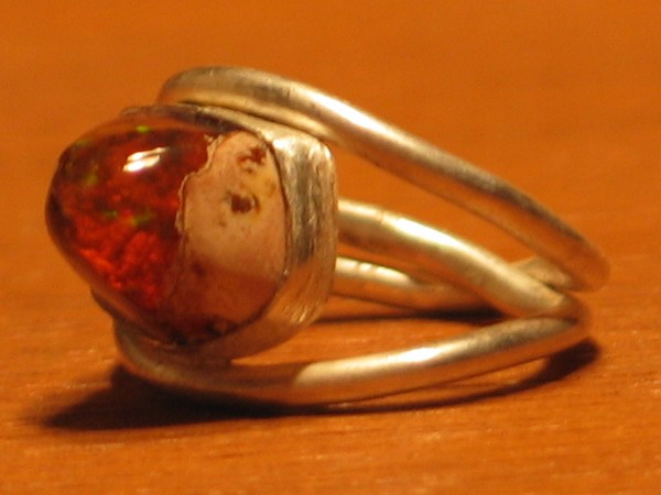 Sterling Silver Wrapped around Mexican Opal Ring