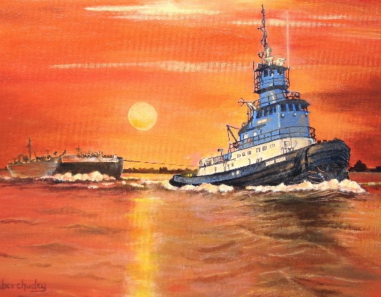 Tugboat at Sunset