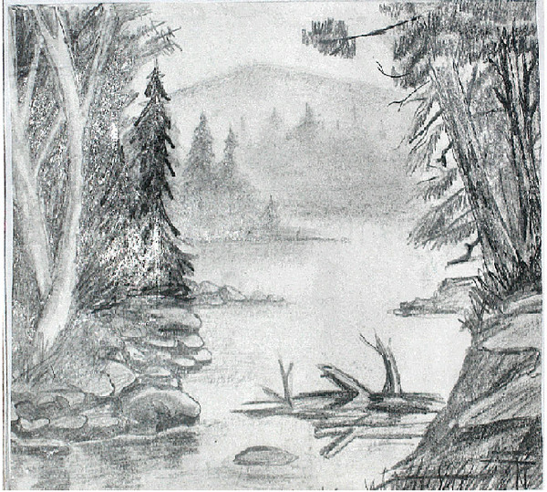 Mountain and Trees