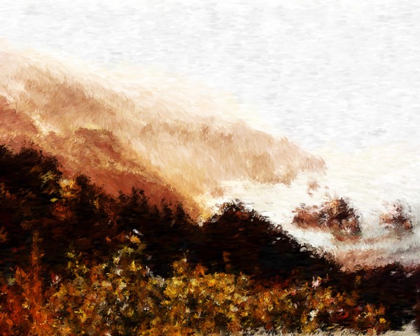 Pacific Coastal Highway View Impressionist Digital Painting