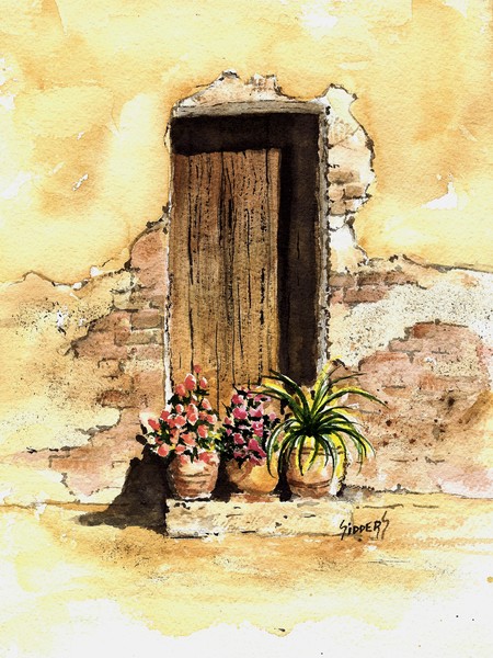 Door with Flower Pots