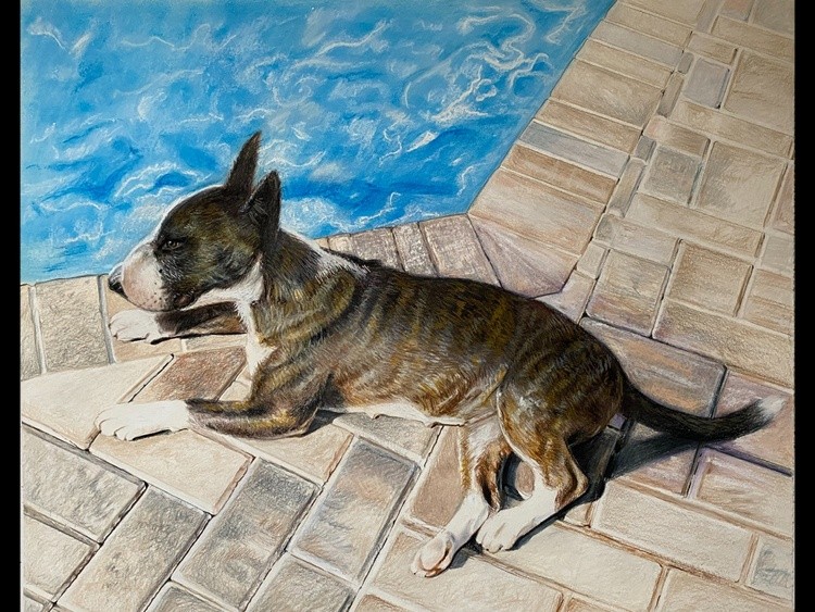 Sunbathing by the pool