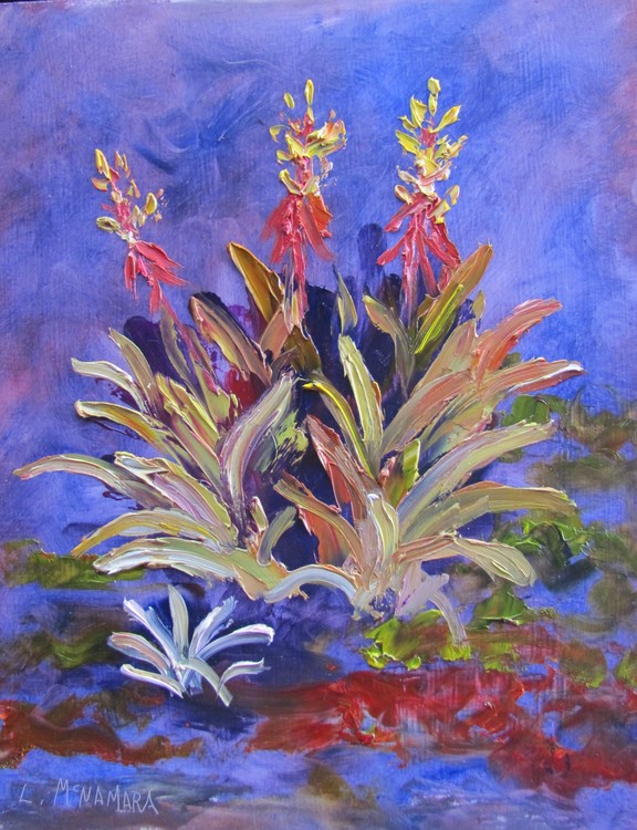 1752 Glowing Bromeliads Plein Air Alla Prima