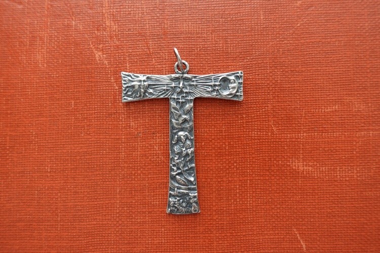 Tau Cross . Solid Sterling Silver Saint Francis of Assisi San Damiano Gomolka Art studio line