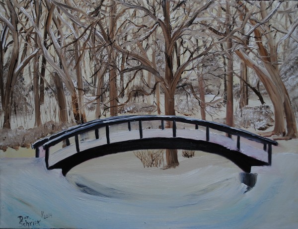 Snow Covered Bridge in the Woods