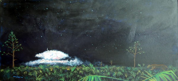 Panther Walking at Night