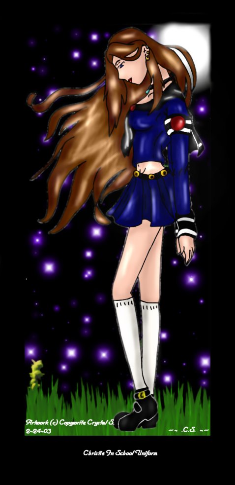Christie in school uniform