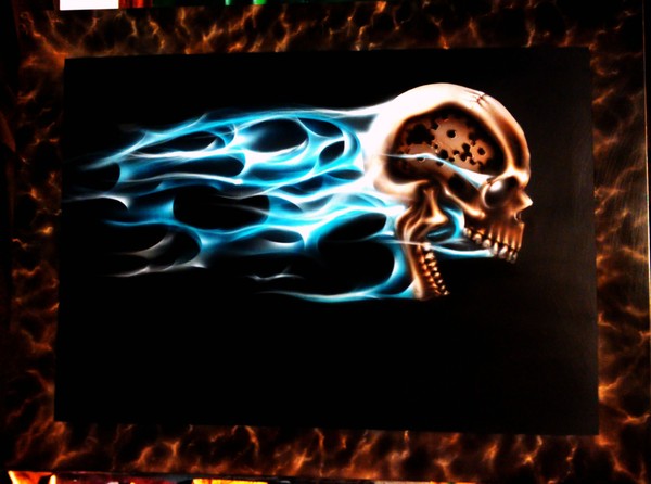 flaming skull