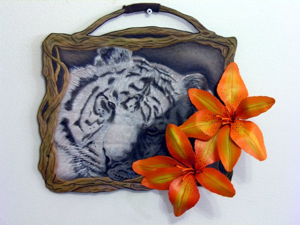 Tigerlily on leather