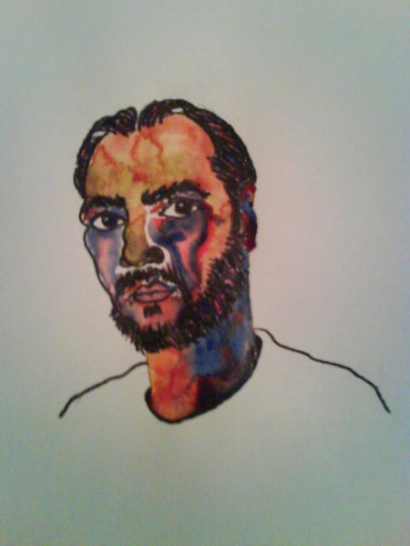 portrait watercolor/charcoal