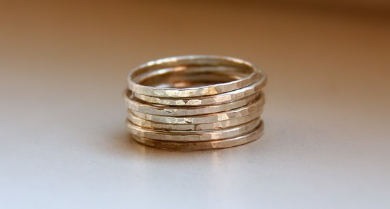 Handmade, hammered sterling silver stackable rings