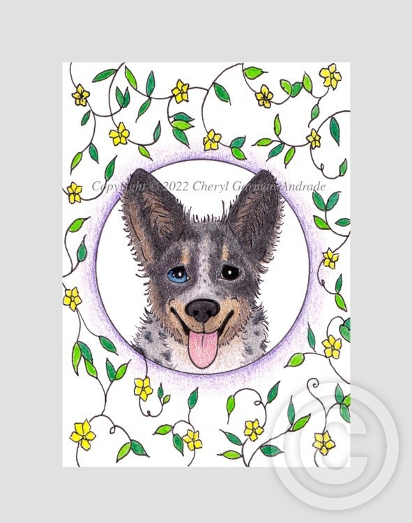 Shepherd Puppy Whimsical Illustration
