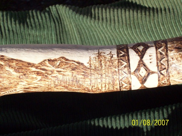 Mountian scene walking stick