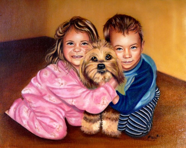 Becky Ole and Busby 18x14 Oil On Canvas