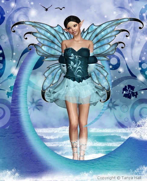 Ocean Blue Fantasy Fairy Wall Art