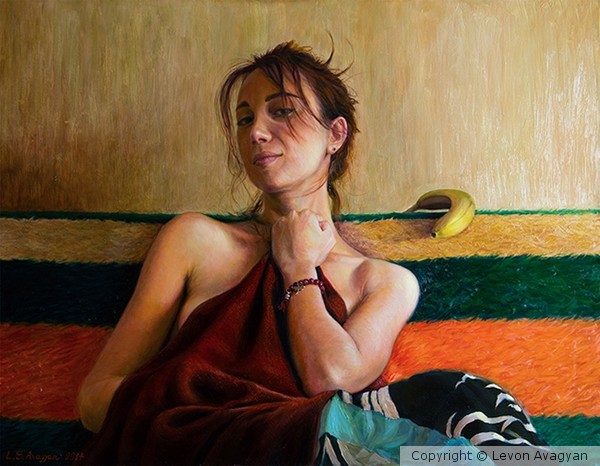 Girl with two bananas