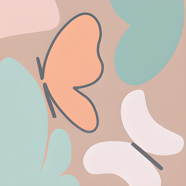 Muted tones abstract butterflies minimalist painting