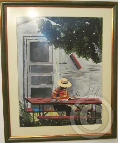 At the table under the tree 46x37
