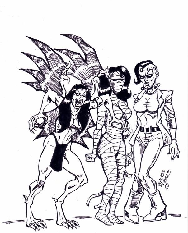 My ladies of the season...Halloween!!!  In black and white
