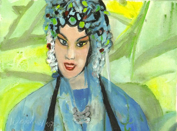 Chinese Opera Singer in Blue