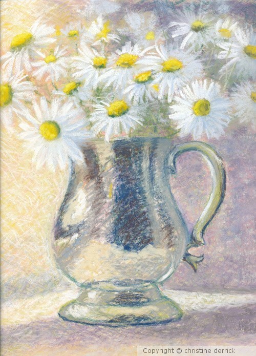Pewter Mug and Daisies
