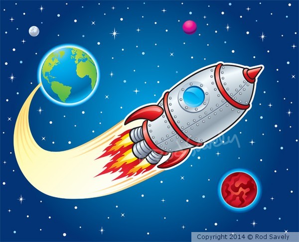 Rocket Ship Blasting From Earth