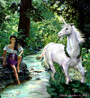 Virgin and Unicorn © 1995 Linda Gruber