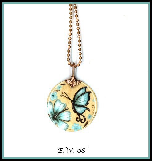 Blue Butterfly & Flower Pendant