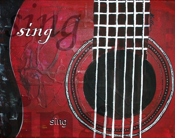 Sing - red guitar decorative artwork