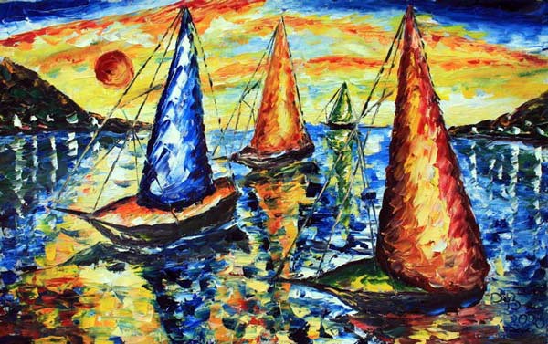 Sea evening boats