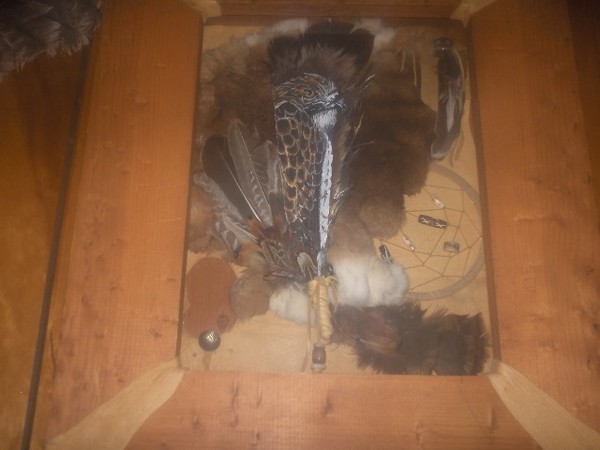 Hawk Painted on a Feather, dream catcher shadow bo