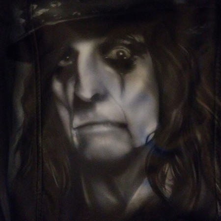 Alice Cooper airbrushed on leather jacket