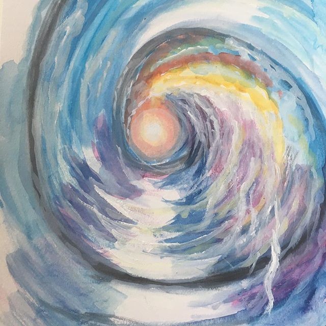 art watercolor waves Vortex mandala sun light water strimofcolorsayalaaroyo