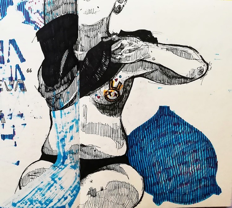 Nude in blue